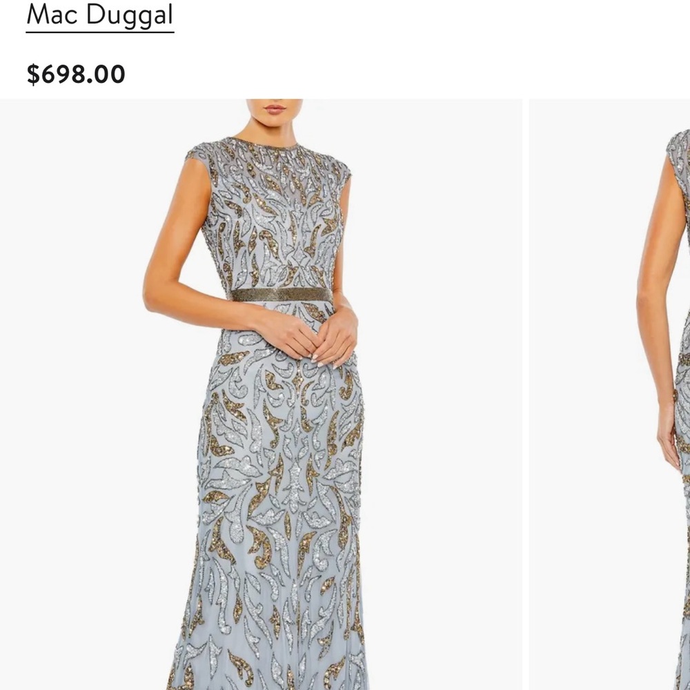 Mac Duggal Silver and Gold Embellished Dress